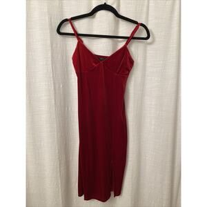 forever 21 dress medium Women’s Red Adjustable Slit Holiday Mini Velvet